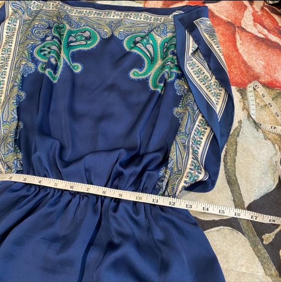 Max Studio | Short Flowy Blouson Handkerchief Dress w/ Boho Pattern M - Picture 12 of 13